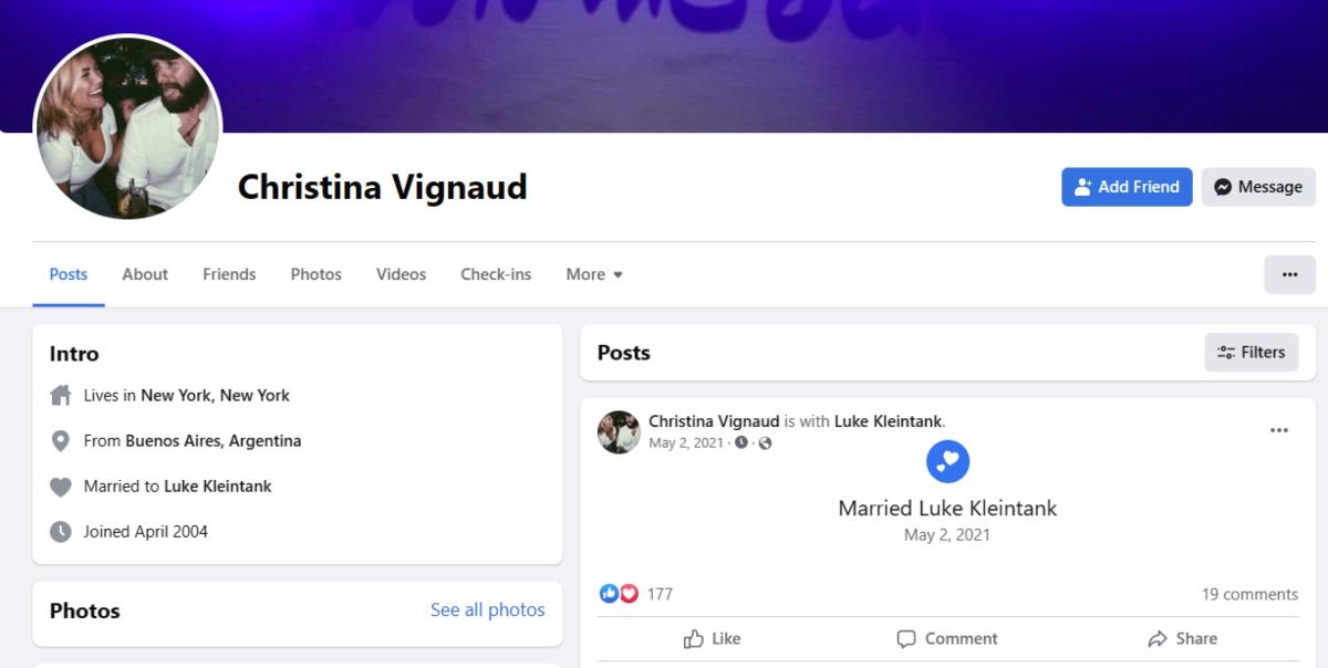 Christina Vignaud's Facebook page
