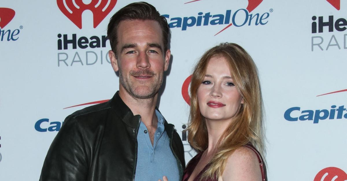 American actor James Van Der Beek and wife Kimberly Van Der Beek in the press room during the 2017 iHeartRadio Music Festival
