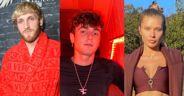 Logan Paul (L), Bryce Hall, Josie Canseco (R)