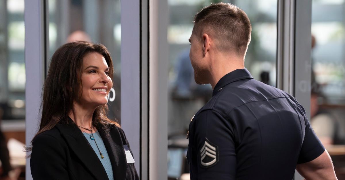 Tim's mom (Sela Ward) comes to see him at the station.