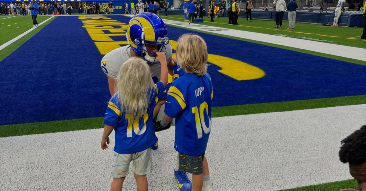 Cooper Kupp and two of his three children: Cooper and Cypress