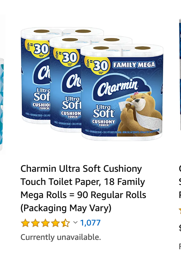 Charmin Ultra Soft Cushiony Touch Toilet Paper, 18 Family Mega Rolls = 90  Regular Rolls