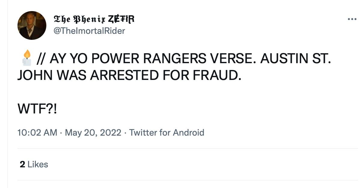 Why was Austin St. John arrested? Power Rangers star named in