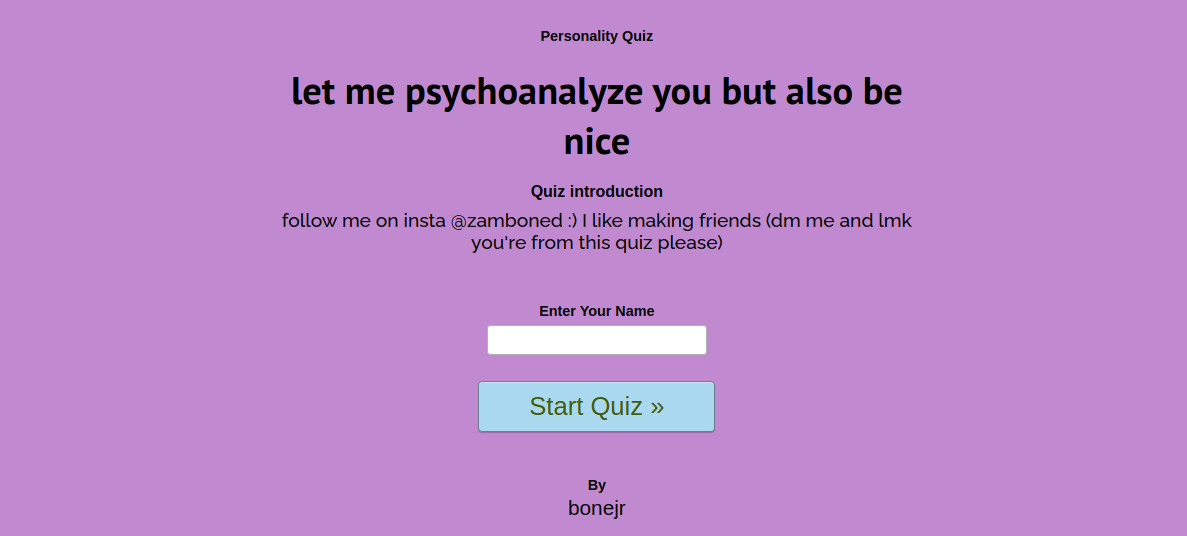 my personality quiz came back.