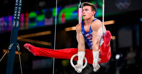 Brody Malone of Team United State competes on the rings during the Artistic Gymnastics Men's Qualification on day one of the Olympic Games Paris 2024