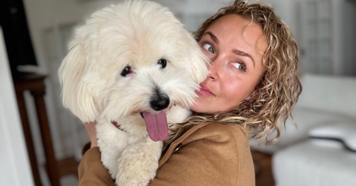 Hayden Panettiere with her dog in her home.