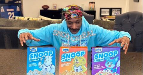 Snoop Dogg with his Snoop Cereal, which used to be called Snoop Loopz