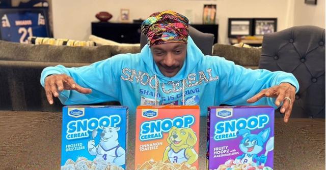 Snoop Dogg with his Snoop Cereal, which used to be called Snoop Loopz