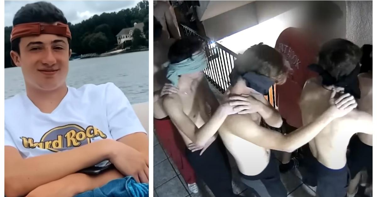 (L-R): Danny Santulli on a boat; Danny Santulli during his hazing