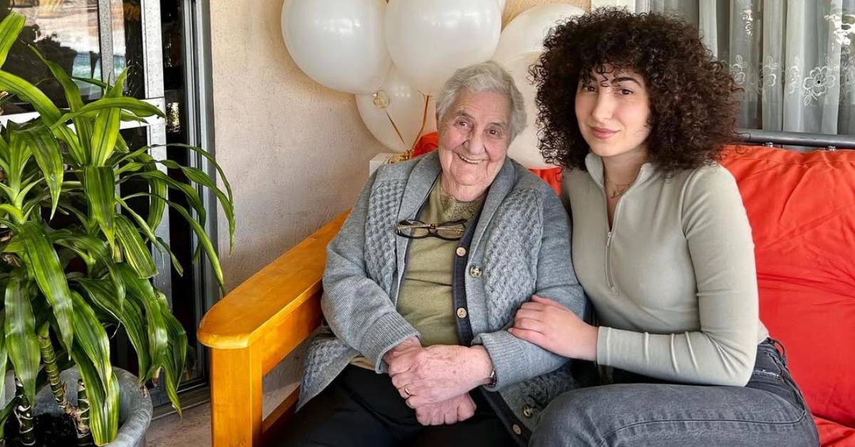 (l-r): Grandma Mary and Pyxie posing in a photo