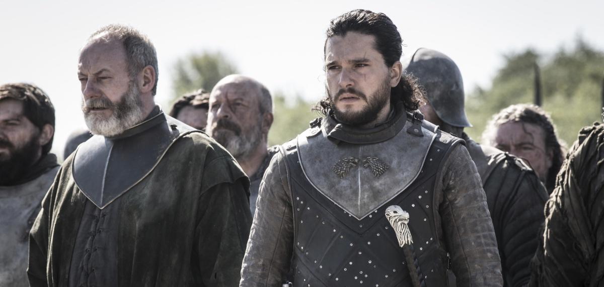Liam Cunningham and Kit Harington in Game of Thrones