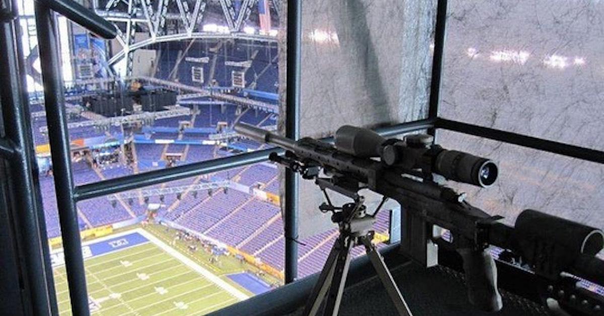 Sniper's nest set up at Super Bowl XLVI in 2012