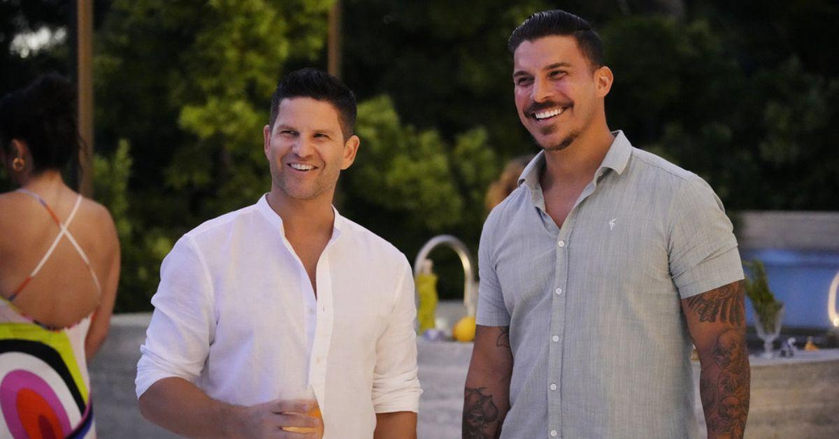 Danny Booko and Jax Taylor standing together and smiling at the Capri dinner on 'The Valley'