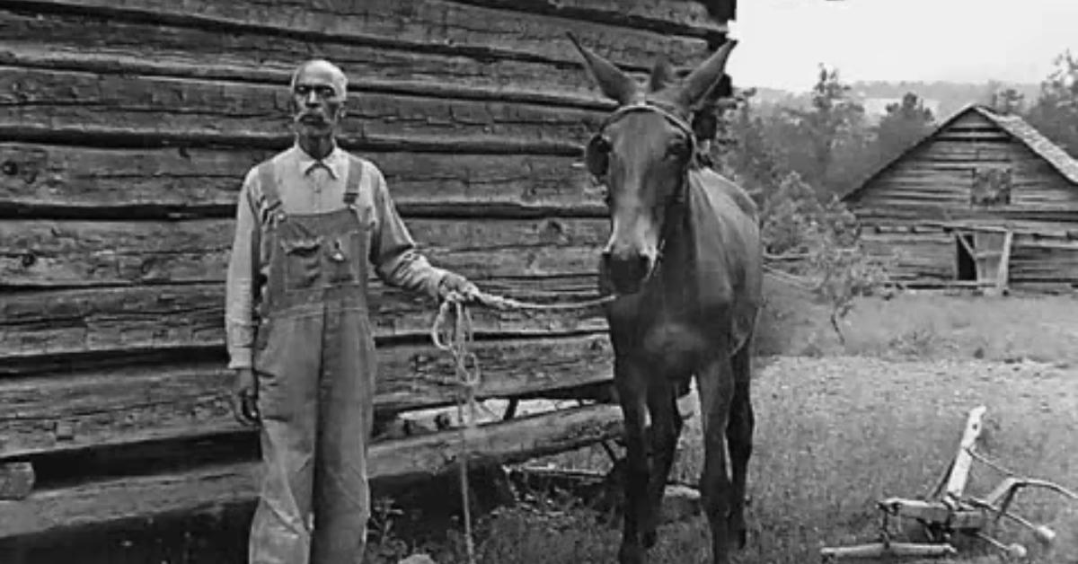 A man and his horse during The Great Depression