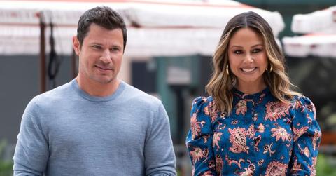Nick and Vanessa Lachey on a rooftop patio on 'The Ultimatum: Marry or Move On'