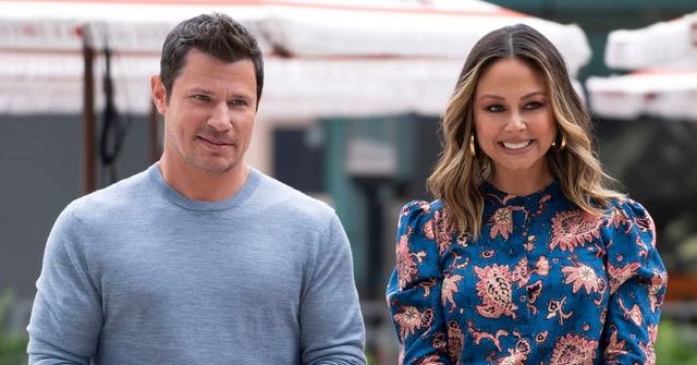 Nick and Vanessa Lachey on a rooftop patio on 'The Ultimatum: Marry or Move On'