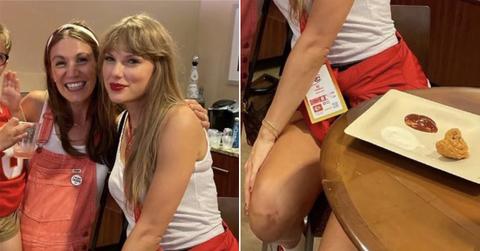Taylor Swift at the Chiefs game and her plate of food with ketchup and "seemingly ranch"