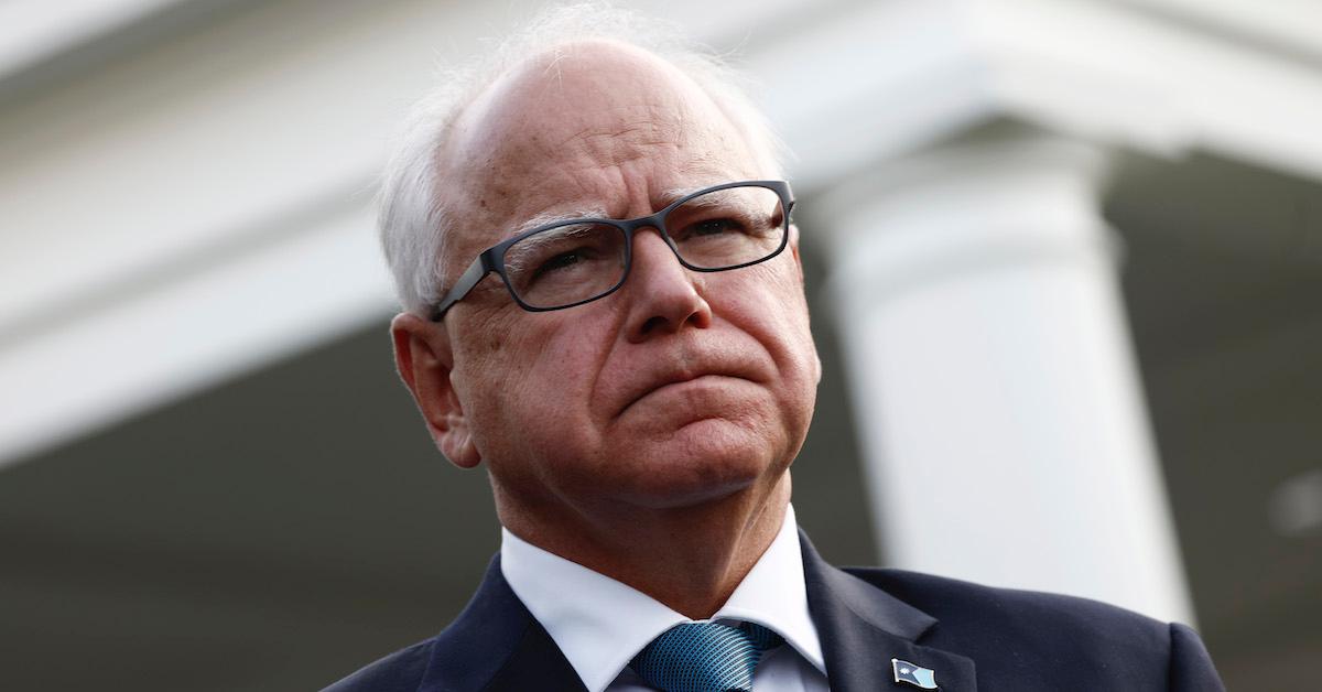 Minnesota Gov. Tim Walz speaks to reporters after a meeting with U.S. President Joe Biden at the White House on July 03, 2024 in Washington, DC