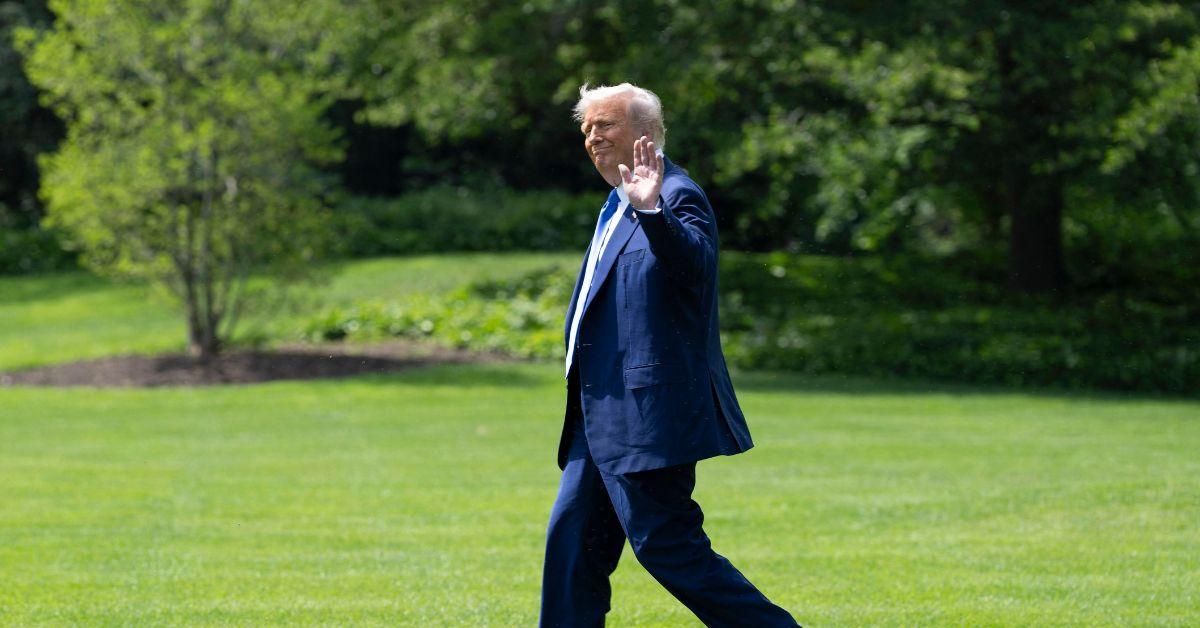 Donald Trump departing the White House in 2025.