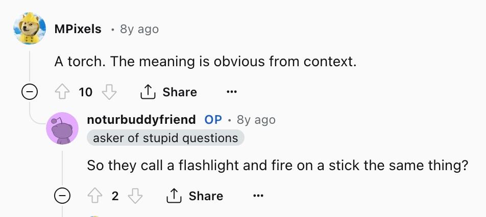 Flashlight versus torch on Reddit