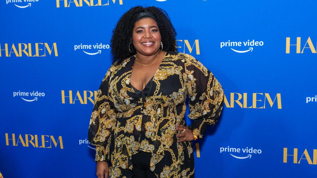 Dulce Sloan attends the premiere of Amazon's "Harlem" series at AMC Magic Johnson Harlem. 