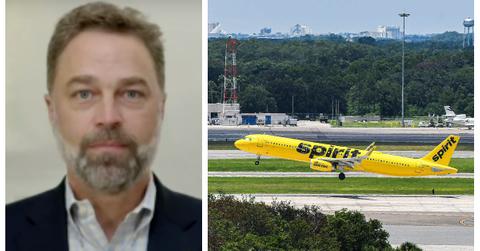 (L-R): Ted Christie; Spirit Airlines plane