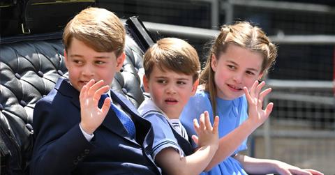 Prince George, Prince Louis, and Princess Charlotte during Trooping the Colour on June 2, 2022