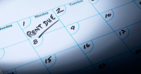 A calendar with rent due date marked on it.