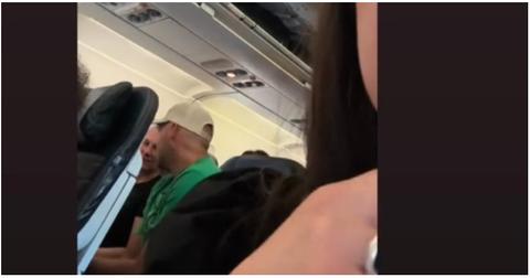 A man on a plane in a TikTok video