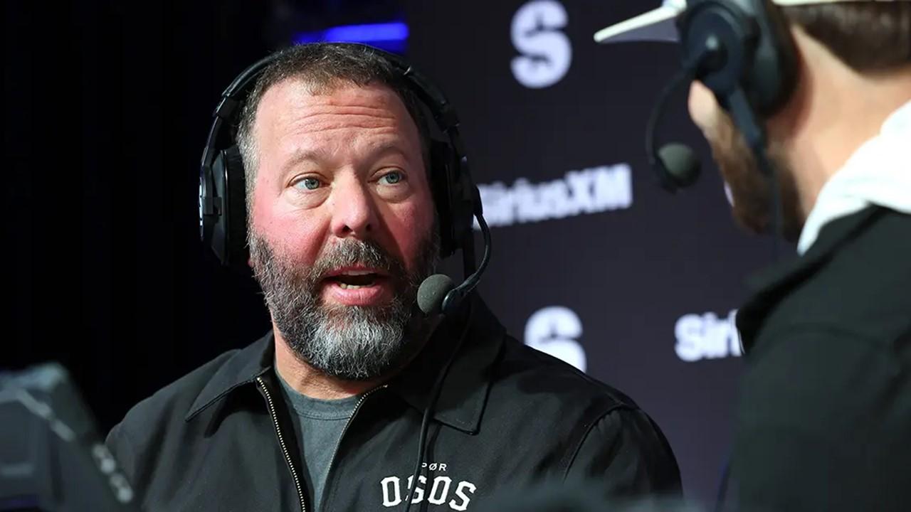 Bert Kreischer speaks on SiriusXM at Super Bowl LVIII on Feb. 7, 2024