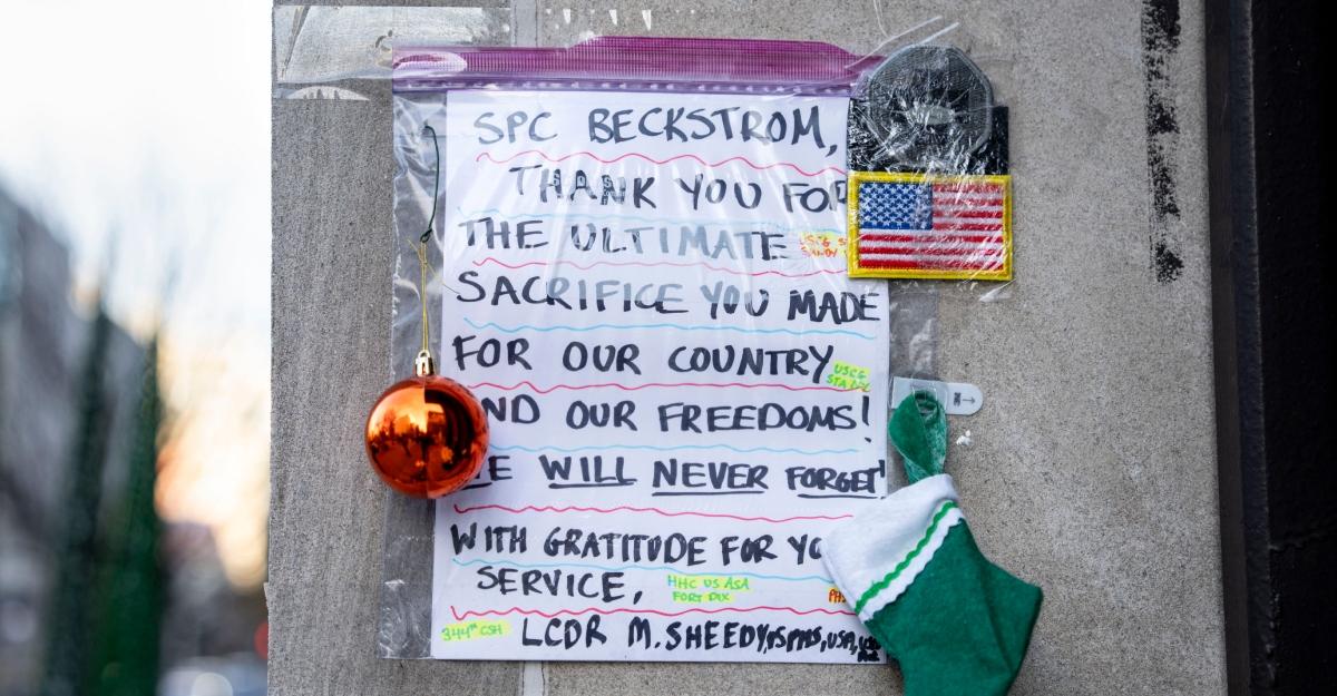 A Note posted on the wall near Sarah Beckstrom's memorial