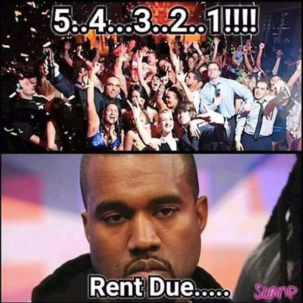 new years eve rent due kanye meme