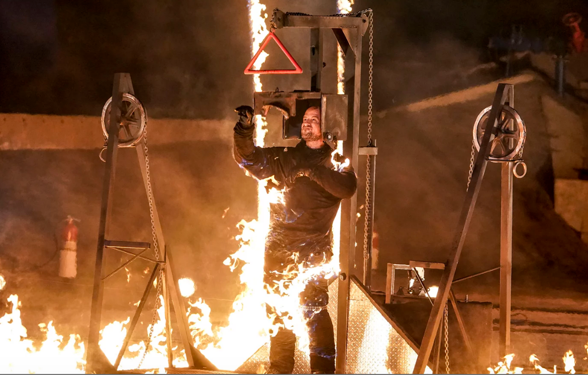 Jonathan Goodwin performing a stunt on 'AGT' Season 15. 