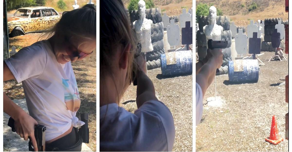 Sydney Sweeney at a shooting range