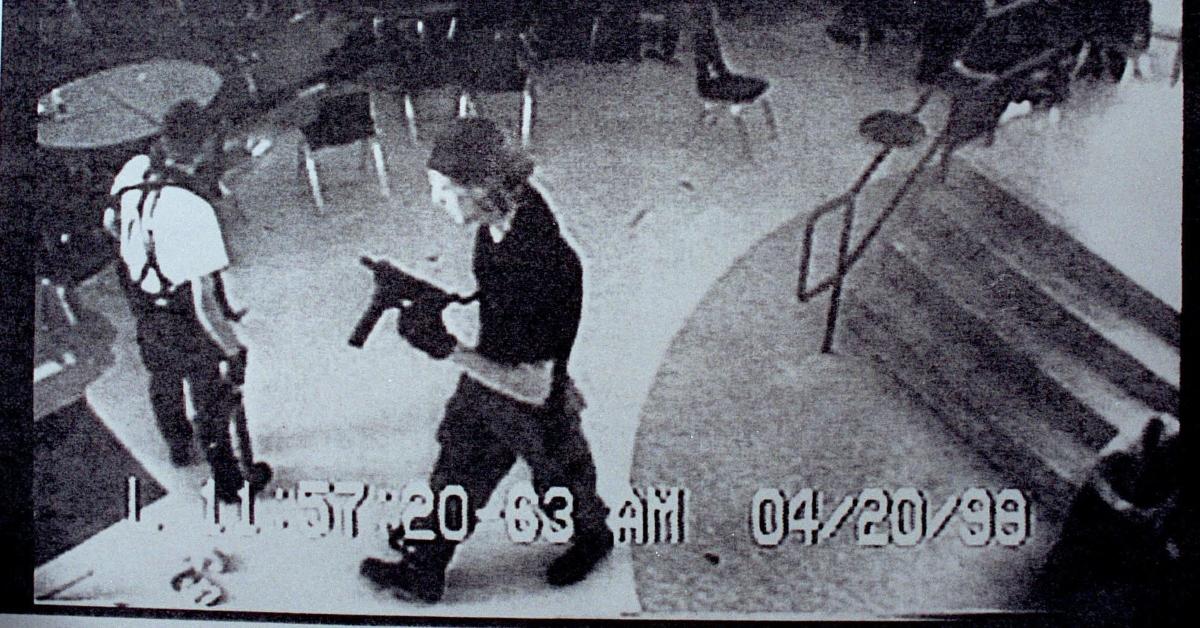 Eric Harris (L) and Dylan Klebold (R) at Columbine High School April 20, 1999