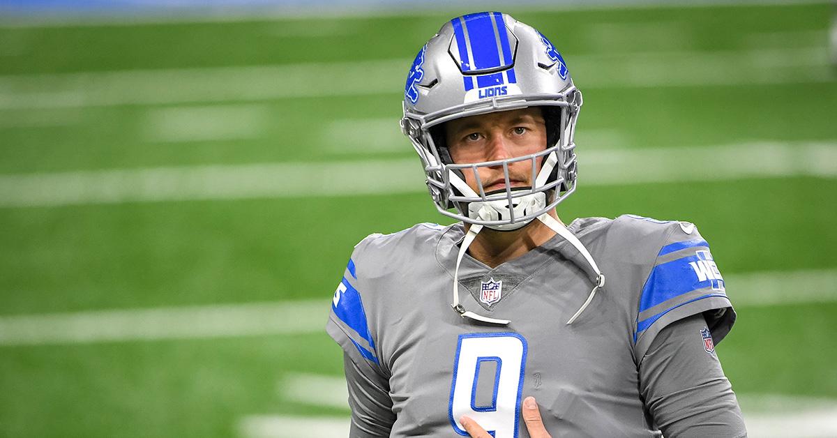 Matthew Stafford playing for the Lions. 