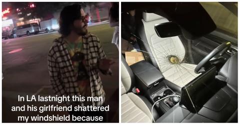 TikToker @davinagates revealed a couple broke her windshield because they were "saving" the parking spot for a friend.