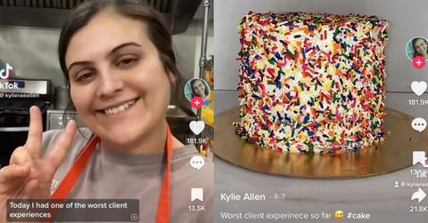(LR) Kylie Rae Allen, and one of her signature rainbow cakes