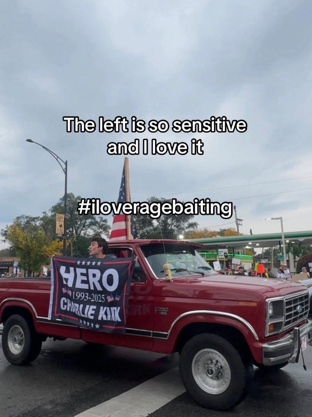 Charlie Kirk supporters show up to Chicago No Kings protest.