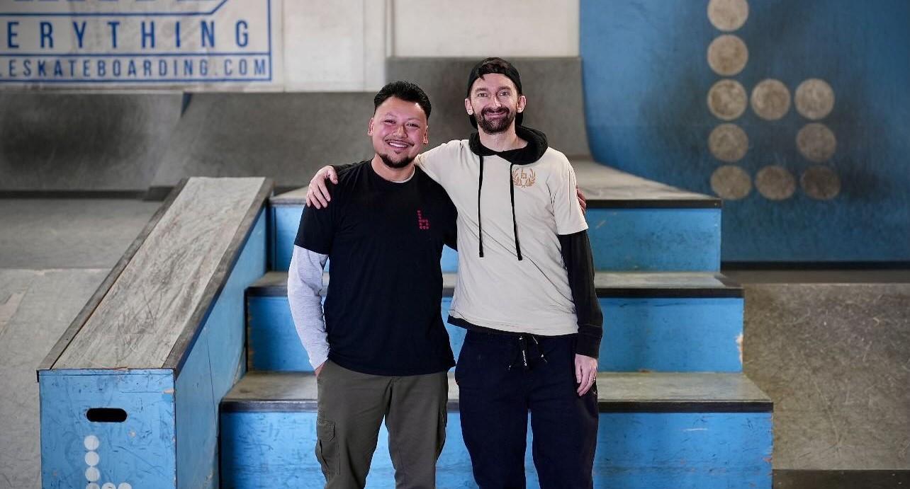 Gabe Cruz and Aaron of Braille Skateboarding