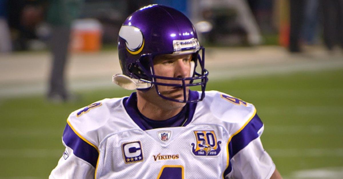 Brett Favre playing for the Vikings.