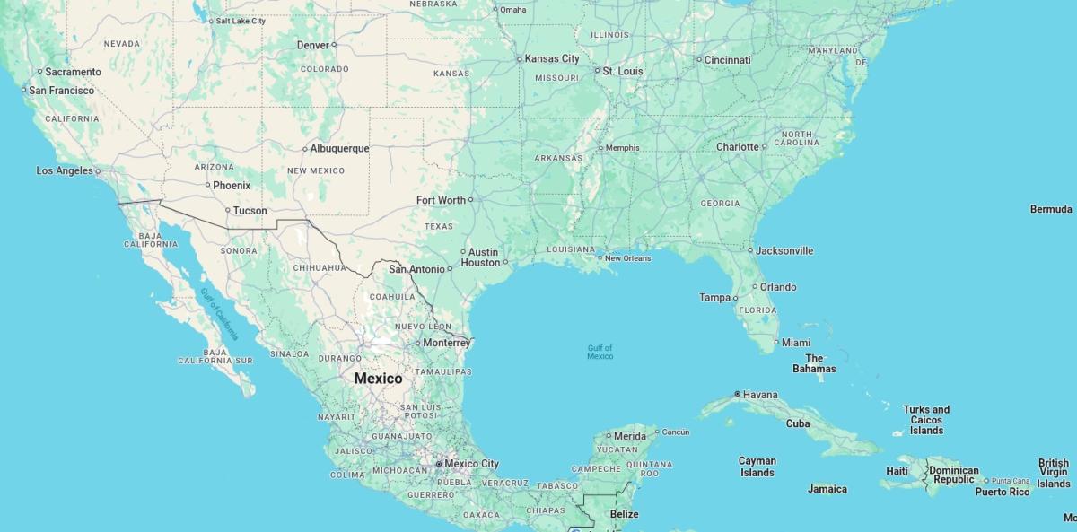 Google Maps showing the Gulf of Mexico