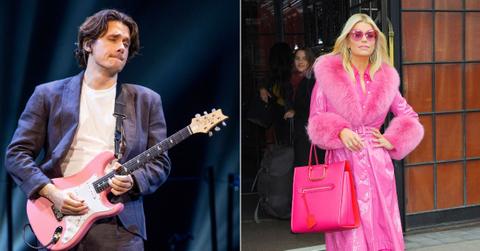 Jessica Simpson and John Mayer in two side-by-side images.