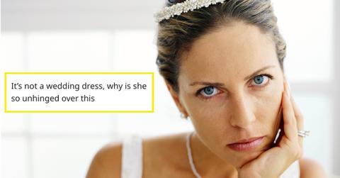 A woman is wondering if she was wrong for wearing her blue sequined wedding dress to a friend's wedding.