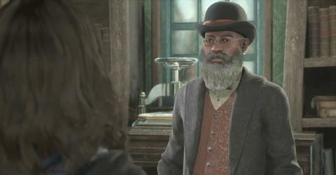 'Hogwarts Legacy' Player meeting the Tomes and Scrolls owner.