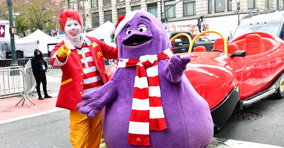 Ronald McDonald and Grimace in a New York parade.