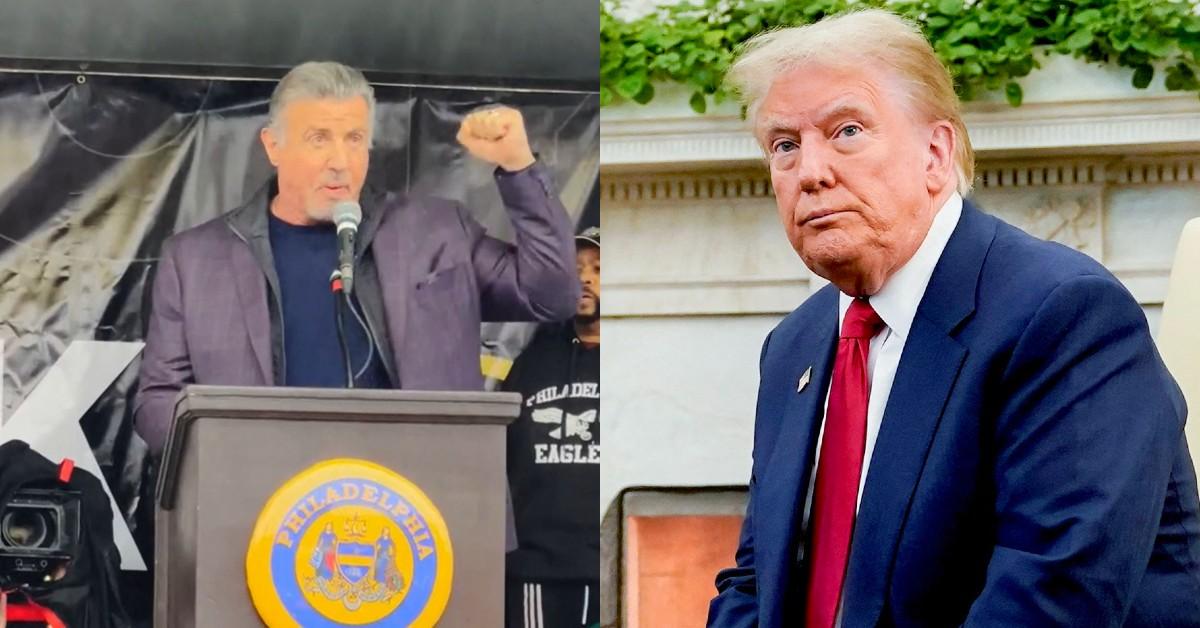 Side by side photo of Sylvester Stallone and Donald Trump