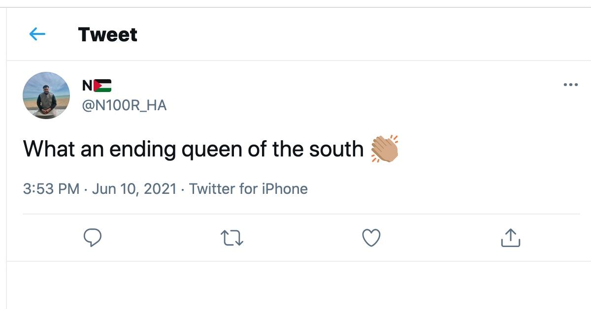 A tweet about the 'Queen of the South' Finale