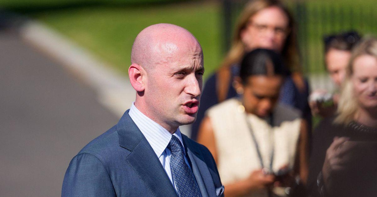 Stephen Miller talking to reporters outside the White House.