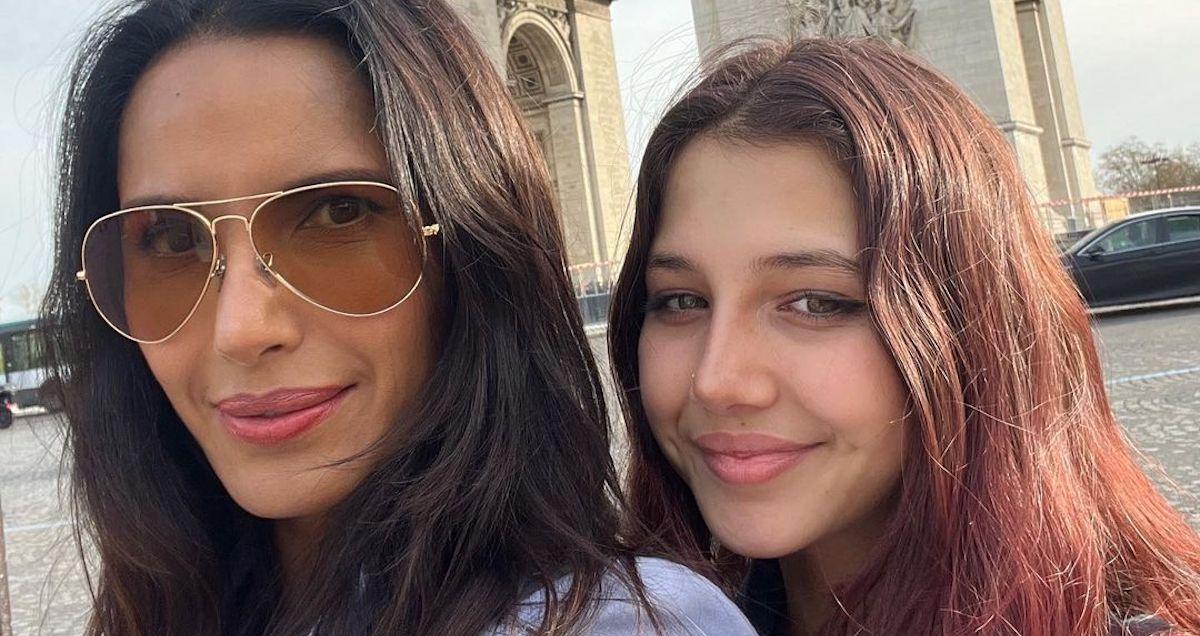 Padma Lakshmi and her daughter in Paris